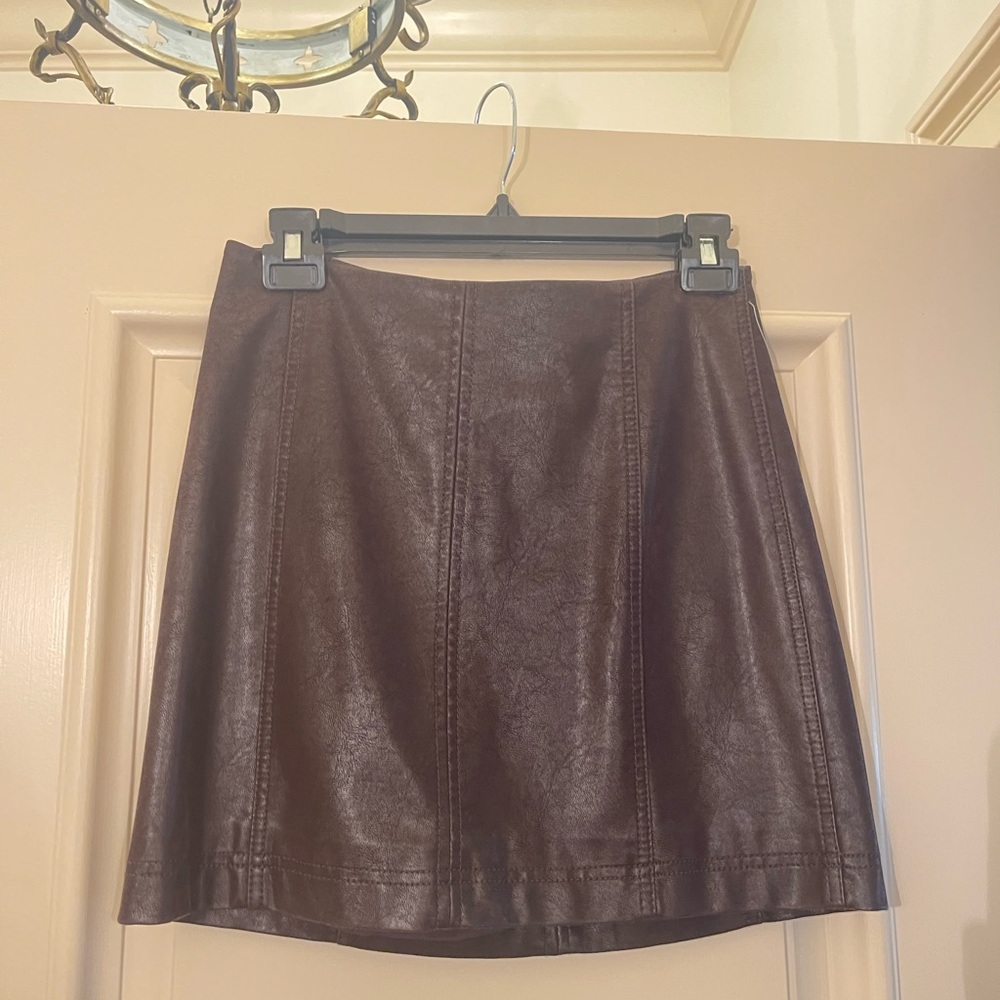 Free People brown pleather skirt, size 2, NWT’s